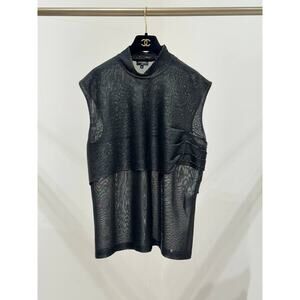 Chanel Metallic Knit Sleeveless Top - Size 50